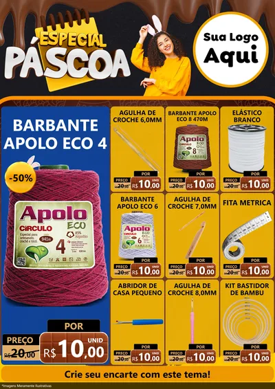 Modelo de Encarte para Encarte A4 Vertical com o tema Especial Páscoa para Armarinho e Aviamentos
