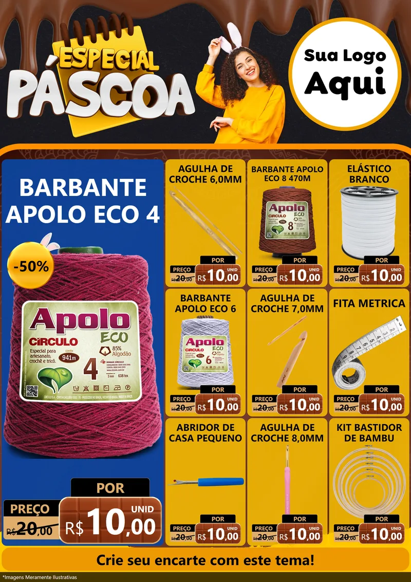 Modelo de Encarte para Encarte A4 Vertical com o tema Especial Páscoa para Armarinho e Aviamentos