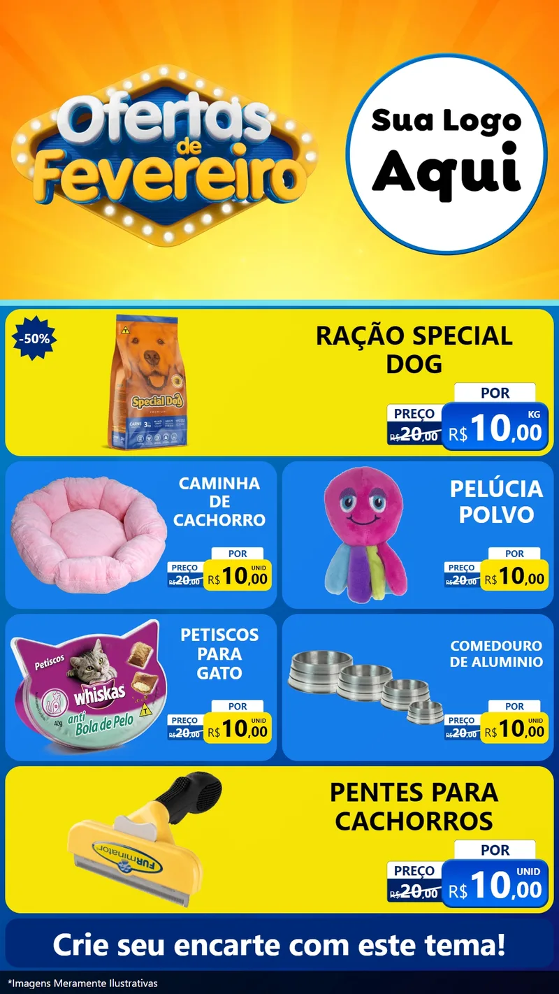Modelo de TV para TV Vertical com o tema Ofertas de Fevereiro para Pet Shop