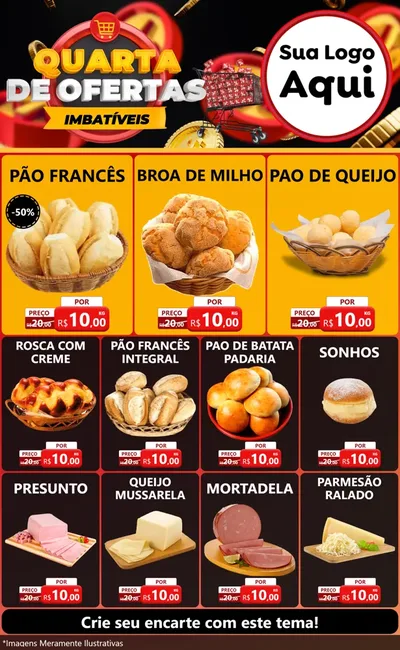 Modelo de Encarte para Encarte Grande com o tema Quarta de Ofertas Imbatíveis para Padaria