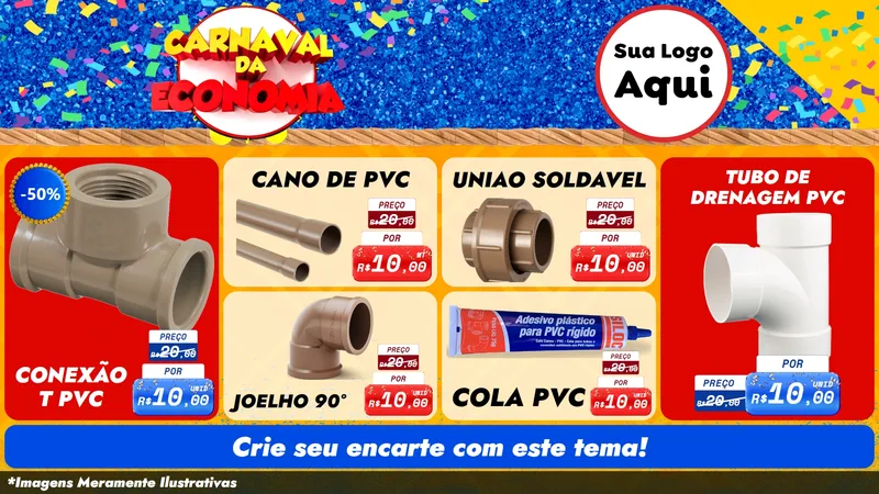 Modelo de TV para TV Horizontal com o tema Carnaval da Economia para Tubos e conexões