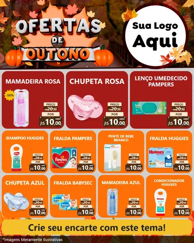 Modelo de Rede Social para Feed Instagram com o tema Ofertas de Outono para Bebês