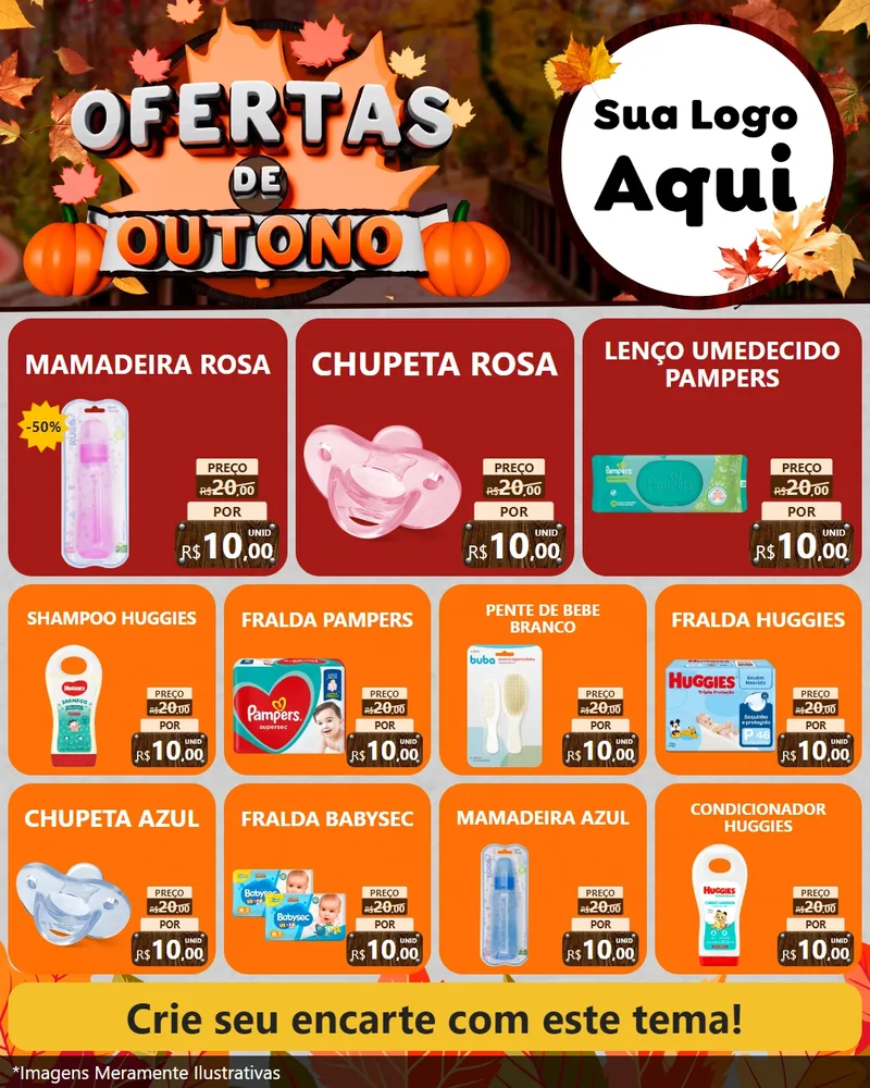 Modelo de Rede Social para Feed Instagram com o tema Ofertas de Outono para Bebês