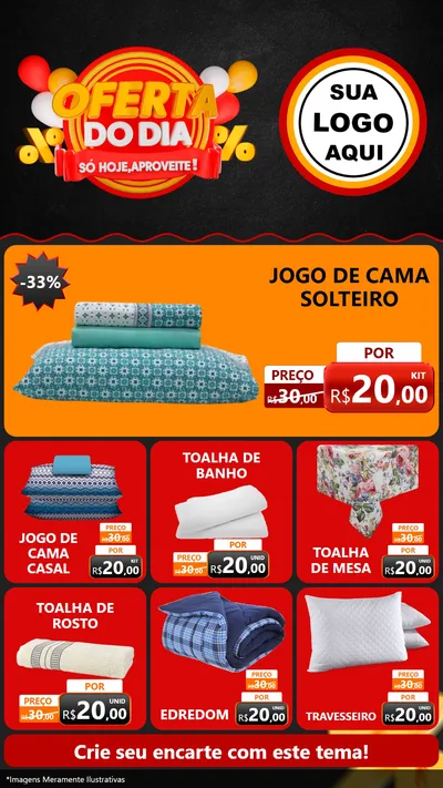 Modelo de Rede Social para Stories com o tema Oferta do Dia - Só hoje, Aproveite! para Cama, Mesa e Banho