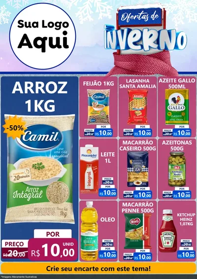 Modelo de Encarte para Encarte A4 Vertical com o tema Ofertas de Inverno para Supermercado