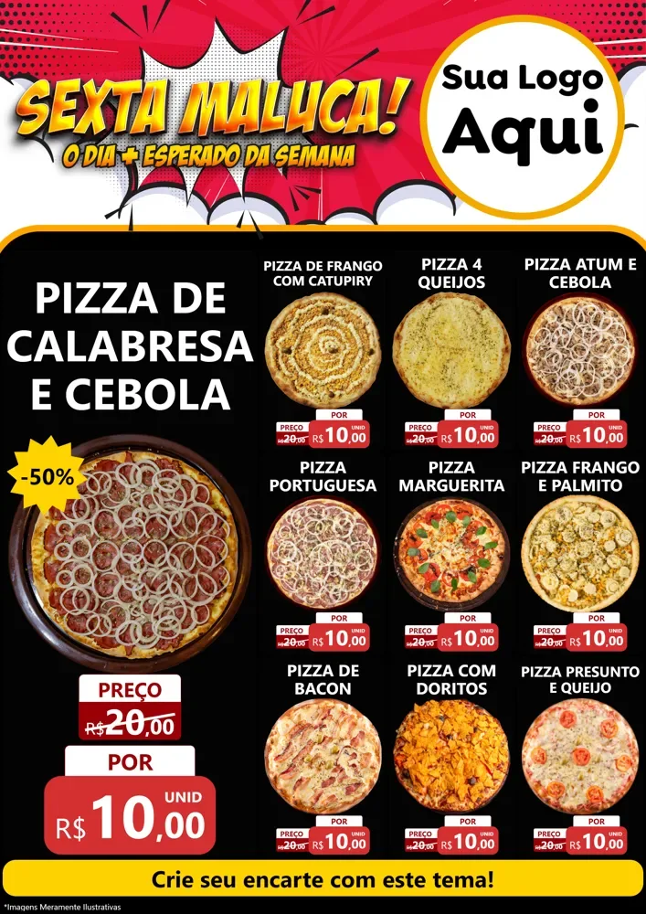 Modelo de Encarte para Encarte A4 Vertical com o tema Sexta Maluca! para Pizzaria