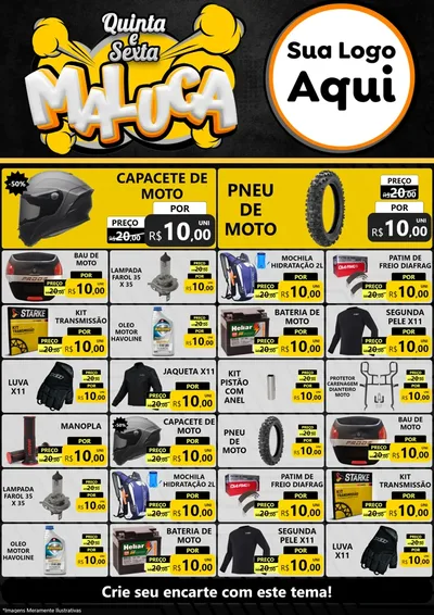 Modelo de Encarte para Encarte A4 Vertical com o tema Quinta e Sexta Maluca para Moto peças
