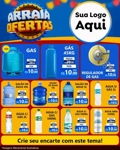Modelo de Rede Social para Feed Instagram com o tema Arraiá de Ofertas - Junina para Água e gás