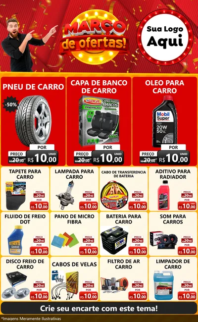 Modelo de Encarte para Encarte Grande com o tema Março de Ofertas! para Auto peças