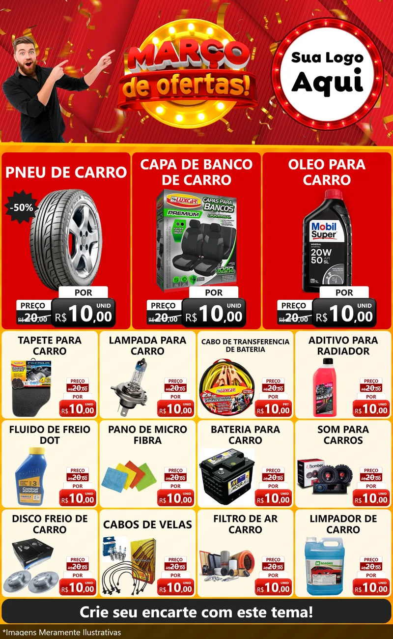 Modelo de Encarte para Encarte Grande com o tema Março de Ofertas! para Auto peças