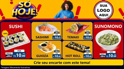 Modelo de TV para TV Horizontal com o tema Só Hoje! para Comida japonesa