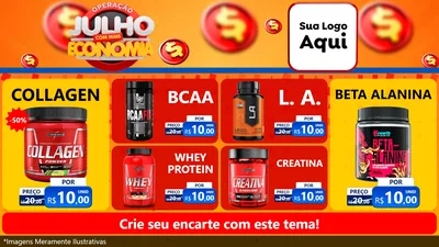 Modelo de TV para TV Horizontal com o tema Operação Julho Com Mais Economia para Suplementos alimentares