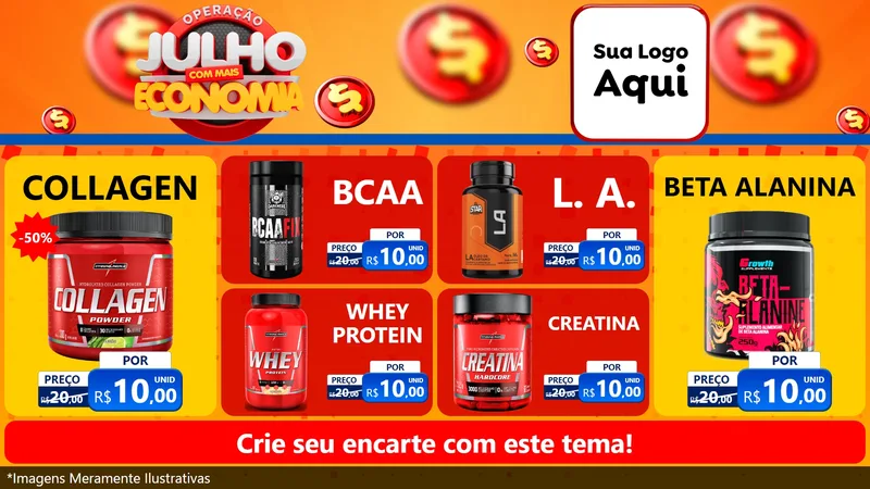 Modelo de TV para TV Horizontal com o tema Operação Julho Com Mais Economia para Suplementos alimentares