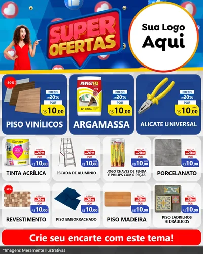 Modelo de Rede Social para Feed Instagram com o tema Super Ofertas para Material para Construção