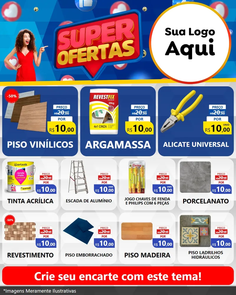 Modelo de Rede Social para Feed Instagram com o tema Super Ofertas para Material para Construção