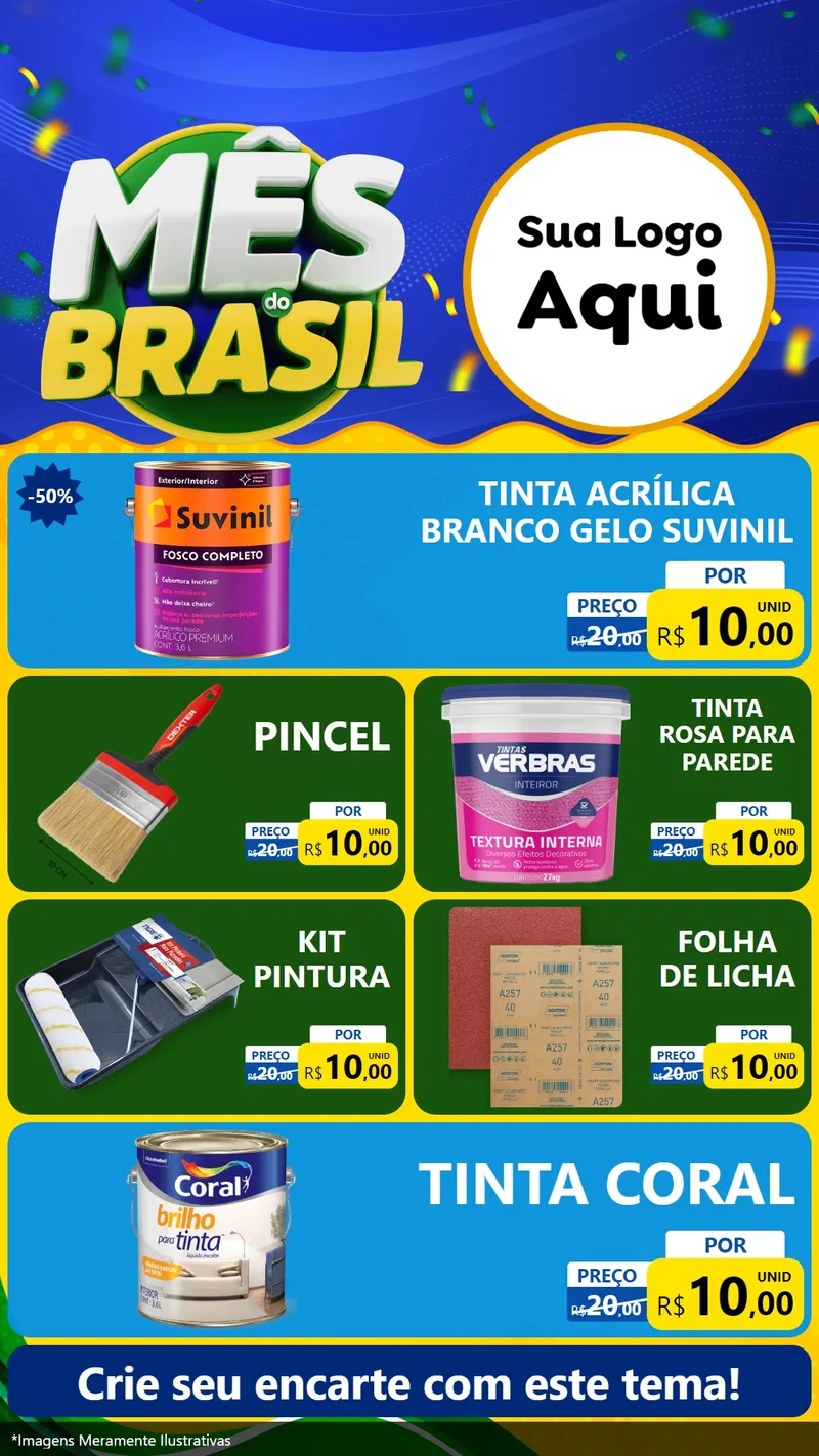 Modelo de TV para TV Vertical com o tema Mês do Brasil para Tintas e Ferramentas
