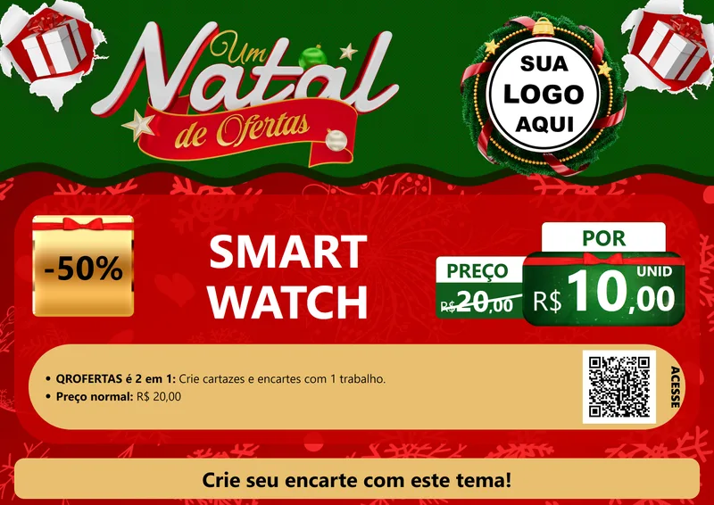 Modelo de Cartaz para Cartaz A4 Horizontal com o tema Um Natal de Ofertas para Informática