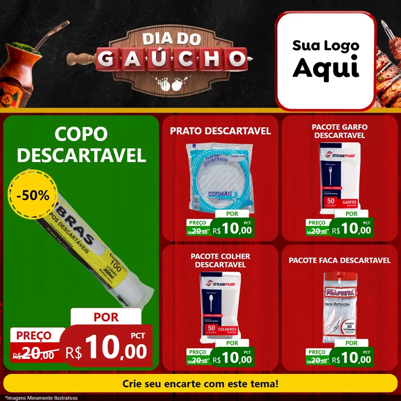 Modelo de Rede Social para Feed Facebook com o tema Dia do Gaúcho para Embalagens
