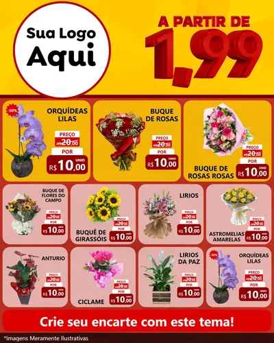 Modelo de Rede Social para Feed Instagram com o tema A Partir de Um e Noventa e Nove - 1,99 para Floricultura e jardim