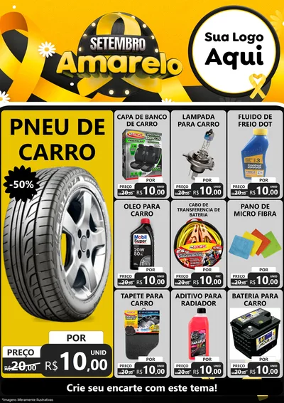 Modelo de Encarte para Encarte A4 Vertical com o tema Setembro Amarelo para Auto peças