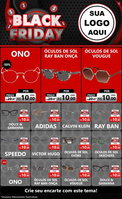 Modelo de Encarte para Encarte Grande com o tema Black Friday para Óticas