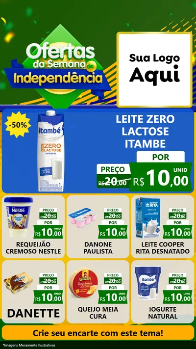 Modelo de Rede Social para Stories com o tema Ofertas da Semana da Independência para Frios e Laticínios