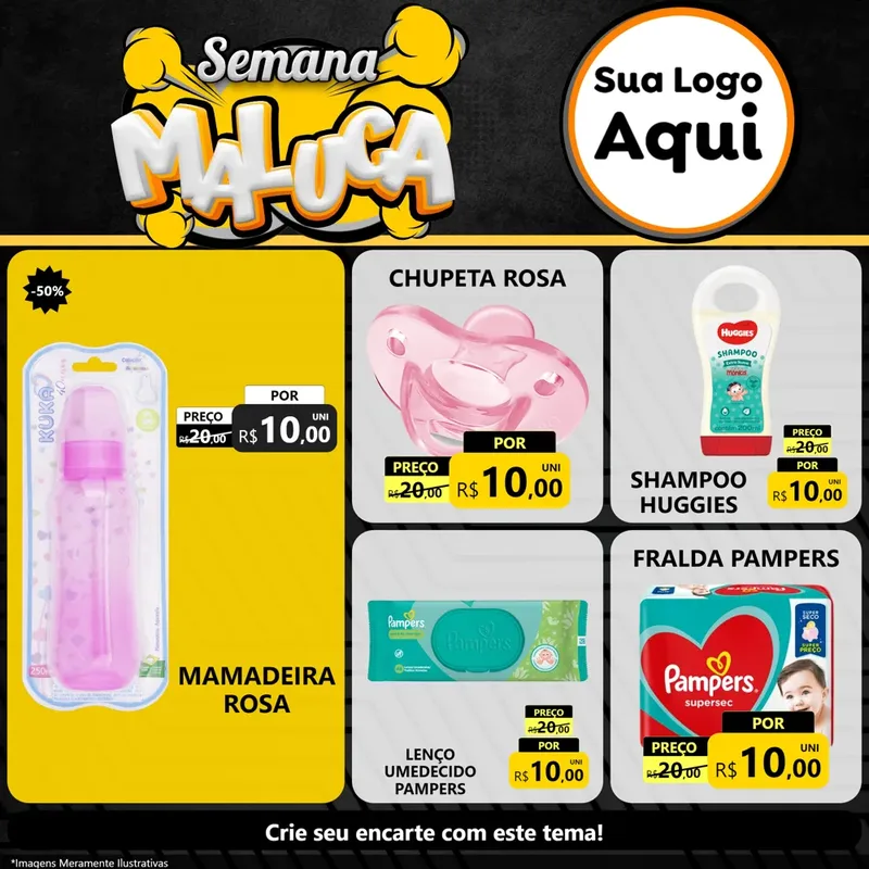 Modelo de Rede Social para Feed Facebook com o tema Semana Maluca para Bebês