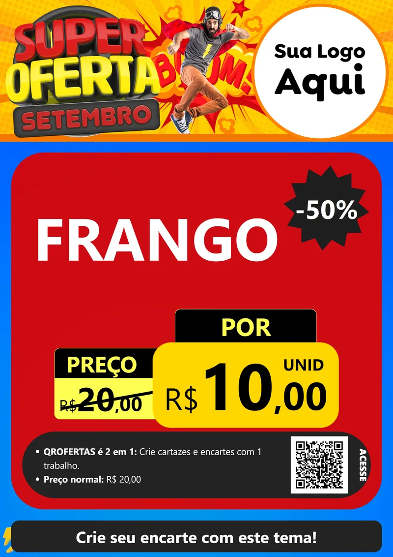 Modelo de Cartaz para Cartaz A4 Vertical com o tema Super Oferta Setembro para Assados