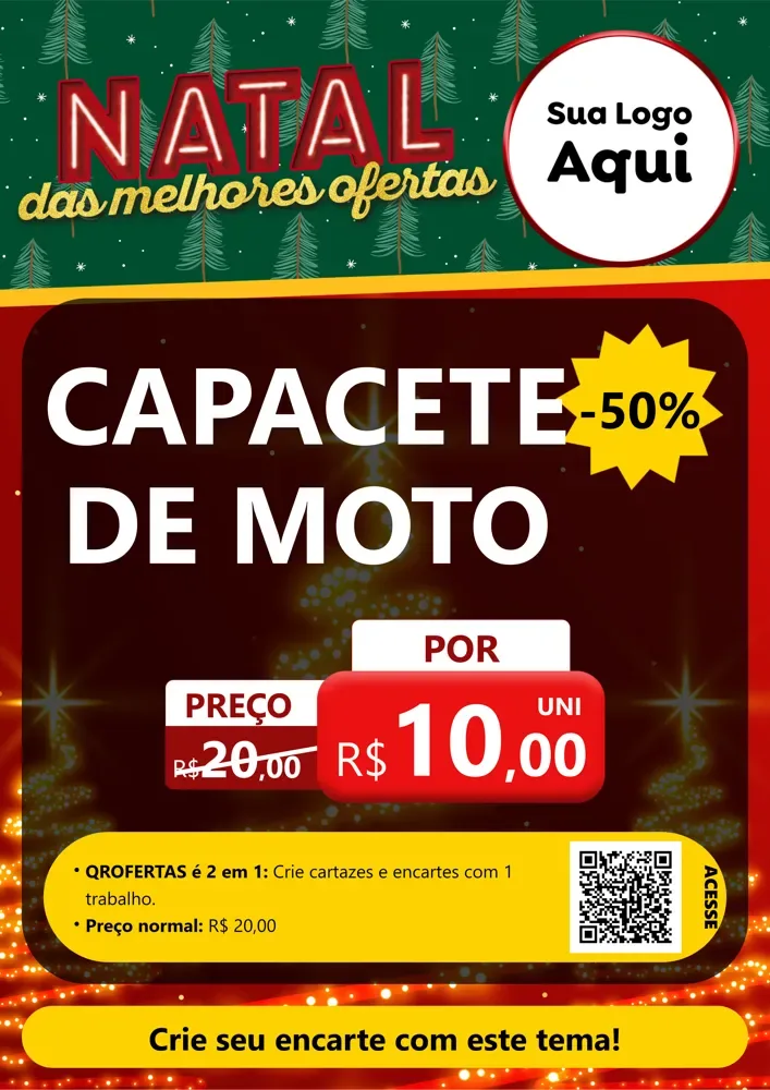 Modelo de Cartaz para Cartaz A4 Vertical com o tema Natal das Melhores Ofertas para Moto peças