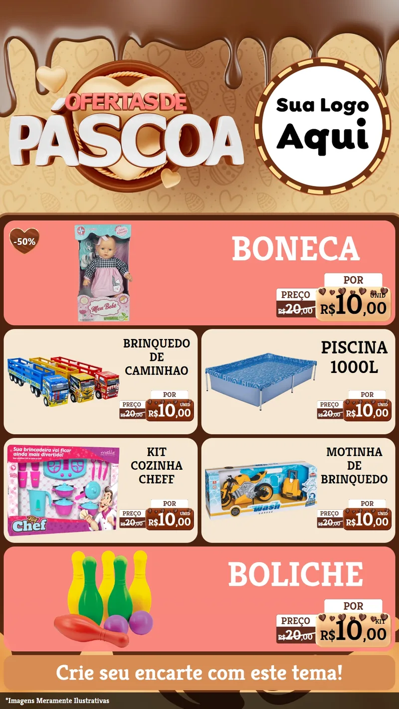 Modelo de TV para TV Vertical com o tema Ofertas de Páscoa para Brinquedos