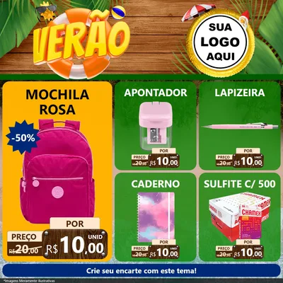 Modelo de Rede Social para Feed Facebook com o tema Verão para Papelaria
