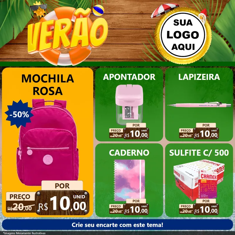 Modelo de Rede Social para Feed Facebook com o tema Verão para Papelaria