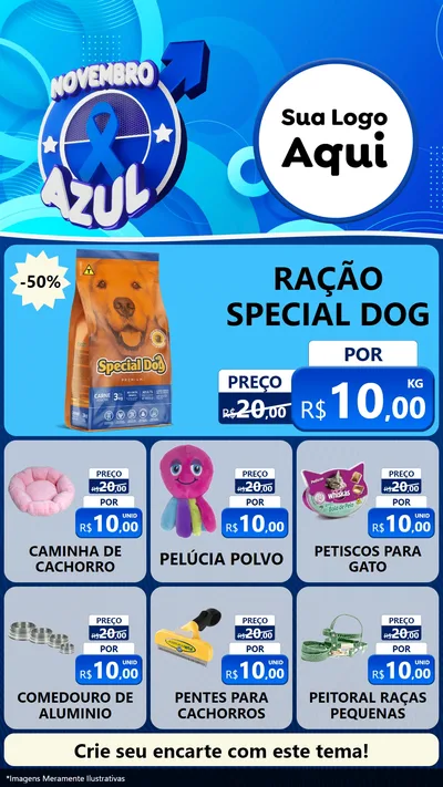 Modelo de Rede Social para Stories com o tema Novembro Azul para Pet Shop