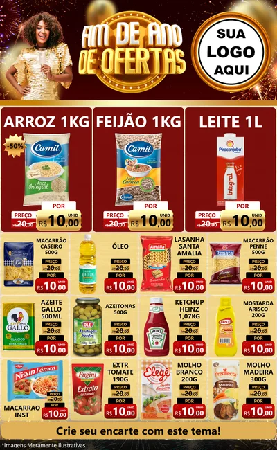 Modelo de Encarte para Encarte Grande com o tema Fim de Ano de Ofertas para Supermercado