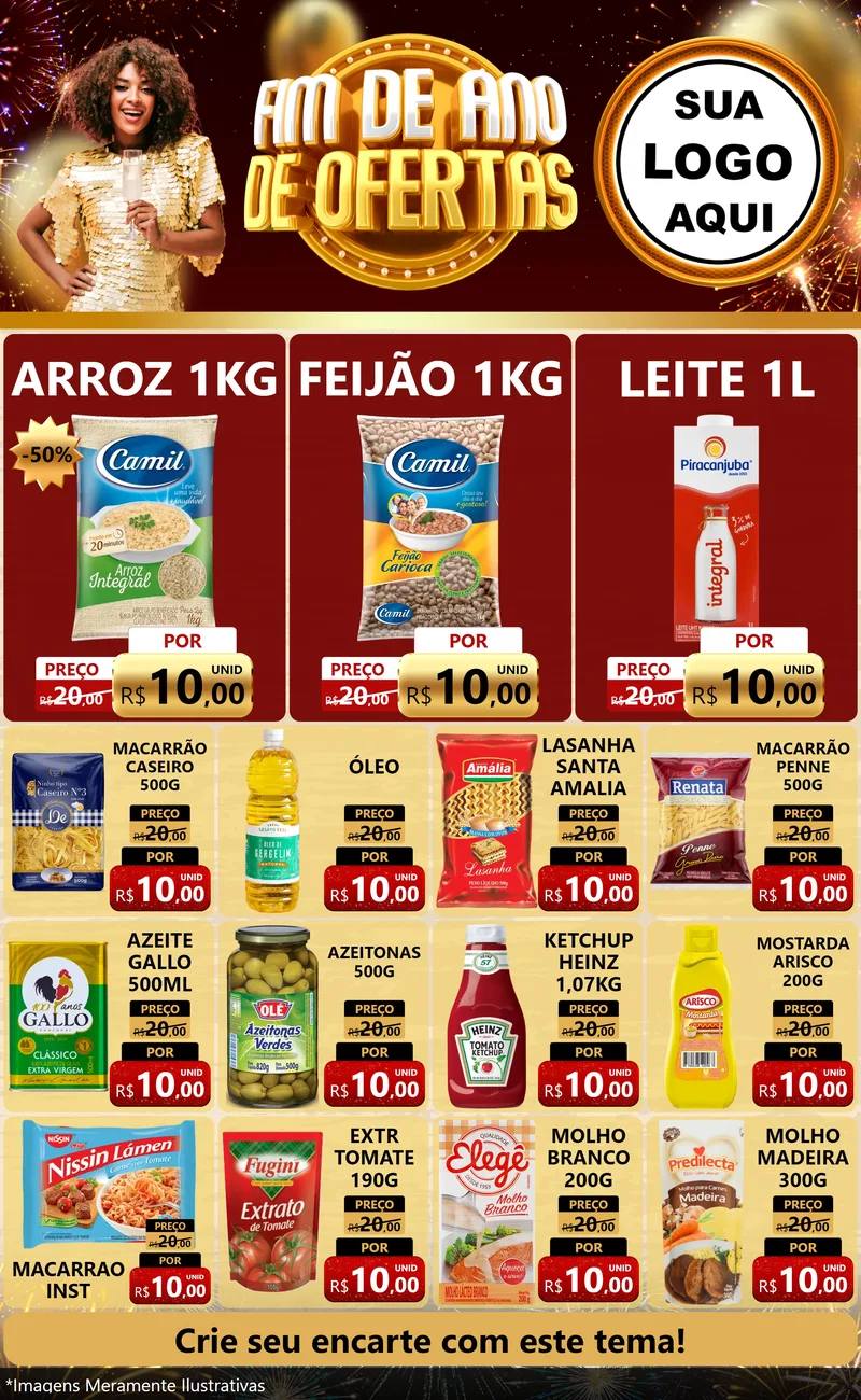 Modelo de Encarte para Encarte Grande com o tema Fim de Ano de Ofertas para Supermercado