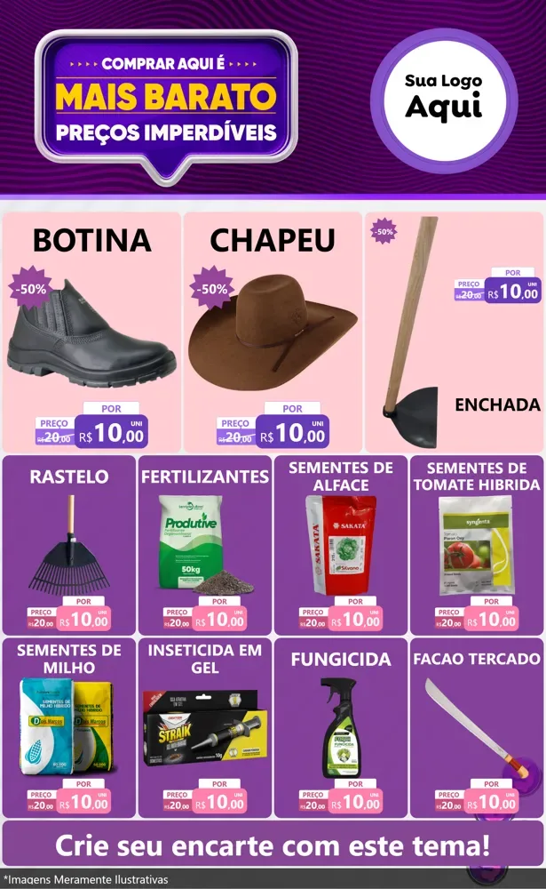 Modelo de Encarte para Encarte Grande com o tema Mais Barato para Agropecuária