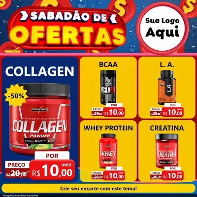 Modelo de Rede Social para Feed Facebook com o tema Sabadão de Ofertas para Suplementos alimentares