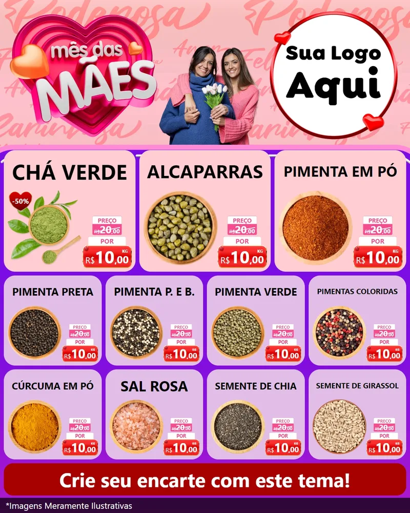 Modelo de Rede Social para Feed Instagram com o tema Mês Das Mães para Produtos Naturais