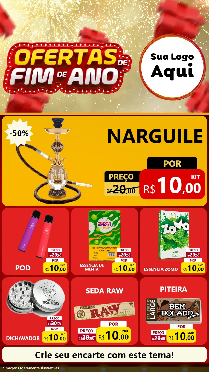 Modelo de Rede Social para Stories com o tema Ofertas de Fim de Ano para Tabacaria