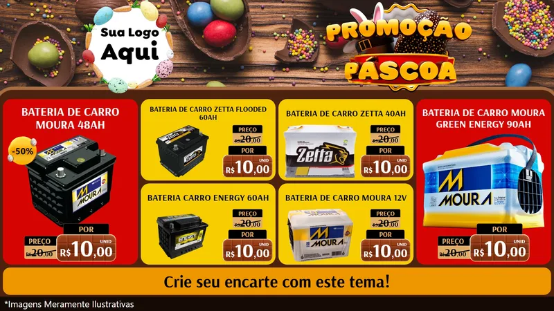 Modelo de TV para TV Horizontal com o tema Promoção Páscoa para Baterias Elétricas