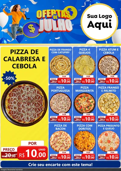 Modelo de Encarte para Encarte A4 Vertical com o tema Ofertas de Julho para Pizzaria