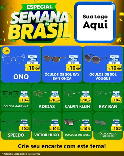 Modelo de Rede Social para Feed Instagram com o tema Especial Semana do Brasil para Óticas