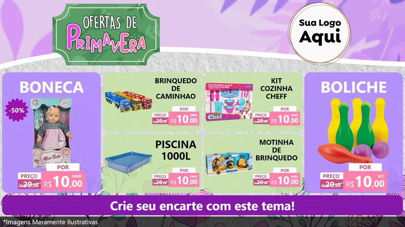 Modelo de TV para TV Horizontal com o tema Ofertas de Primavera para Brinquedos
