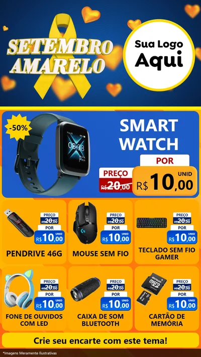 Modelo de Rede Social para Stories com o tema Setembro Amarelo para Informática