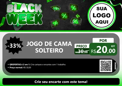 Modelo de Cartaz para Cartaz A4 Horizontal com o tema Black Week para Cama, Mesa e Banho