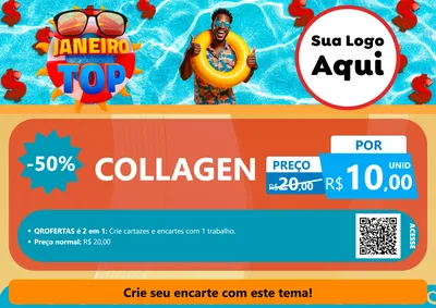 Modelo de Cartaz para Cartaz A4 Horizontal com o tema Janeiro Top para Suplementos alimentares