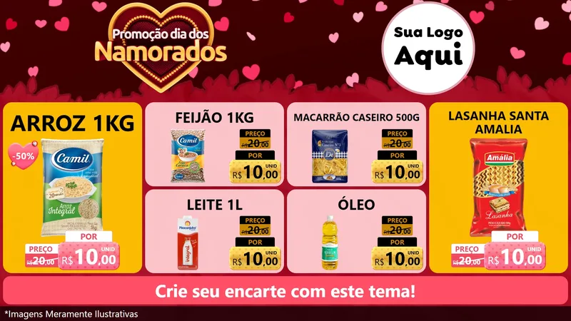 Modelo de TV para TV Horizontal com o tema Promoção Dia Dos Namorados para Supermercado