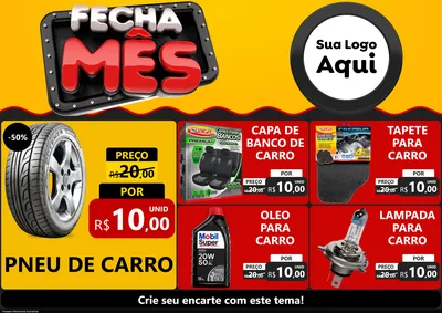 Modelo de Encarte para Encarte A4 Horizontal com o tema Fecha Mês para Auto peças