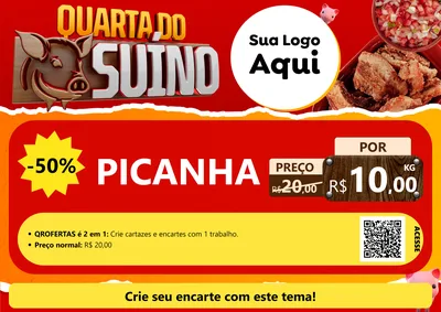 Modelo de Cartaz para Cartaz A4 Horizontal com o tema Quarta do Suíno para Açougue