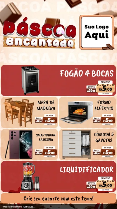 Modelo de TV para TV Vertical com o tema Páscoa Encantada para Móveis e Eletro